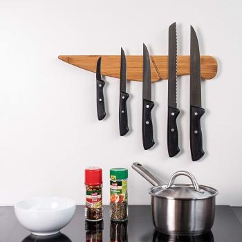 Messerhalter ( Bambus)  magnetisch 40cm für 11 Messer mit 3M Klebepads und Dübel (wahlweise selbstklebend oder mit Bohren) Magnetleiste für Messer I Messerleiste für Wand