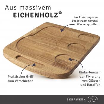 Gleitbrett & Ständer für Sodastream Crystal I Perfekter Untersetzer aus massiven Eichenholz - XXL