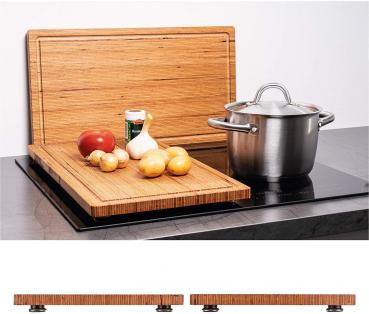Herdabdeckplatte Schneidebrett Holz massiv (Bambus) - Perfekt als Herdabdeckung aus Holz | 56x50x4cm | Ideal auch als Nudelbrett, Tranchierbrett oder Backbrett | Hitzebeständig & Robust