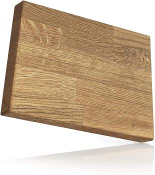 Massivholz Schneidebrett und Küchenbrett aus Holz massiv Eiche - Perfekte Schneideunterlage für die Küche I Groß 40 x 50 I Perfekt als Kochbrett, Brot und Küchenbrett