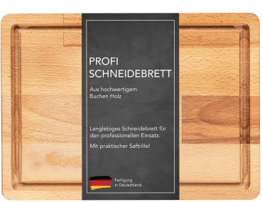 Schneidebrett (L) und Küchenbrett aus Holz massiv Buche - Perfekte Schneideunterlage für die Küche | 38,5x28,5 | Perfekt als Kochbrett, Brot Schneidbrett und Küchenbrett BL