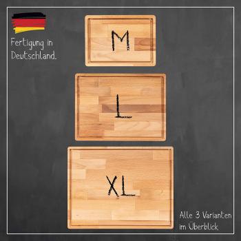 Schneidebrett (L) und Küchenbrett aus Holz massiv Buche - Perfekte Schneideunterlage für die Küche | 38,5x28,5 | Perfekt als Kochbrett, Brot Schneidbrett und Küchenbrett BL