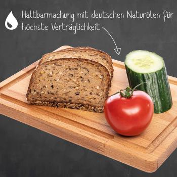 Schneidebrett (L) und Küchenbrett aus Holz massiv Buche - Perfekte Schneideunterlage für die Küche | 38,5x28,5 | Perfekt als Kochbrett, Brot Schneidbrett und Küchenbrett BL