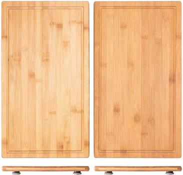 Herdabdeckplatte Schneidebrett Holz massiv (Bambus) - Perfekt als Herdabdeckung aus Holz | 2x28x50x4cm | Ideal auch als Nudelbrett, Tranchierbrett oder Backbrett | Hitzebeständig & Robust