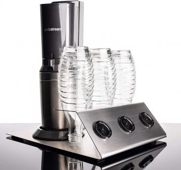 Abtropfhalter aus Edelstahl Abtropfständer kompatibel mit Sodastream Crystal & Emil Flaschen - Flaschenhalter (Edelstahlhalter ohne Unterblech) Typ Torge