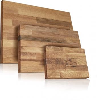 3 x Schneidebrett Holz I Kombi – Set I Massives Buchenholz aus Europa Perfekte Schneideunterlage für die Küche - Perfekt als Kochbrett