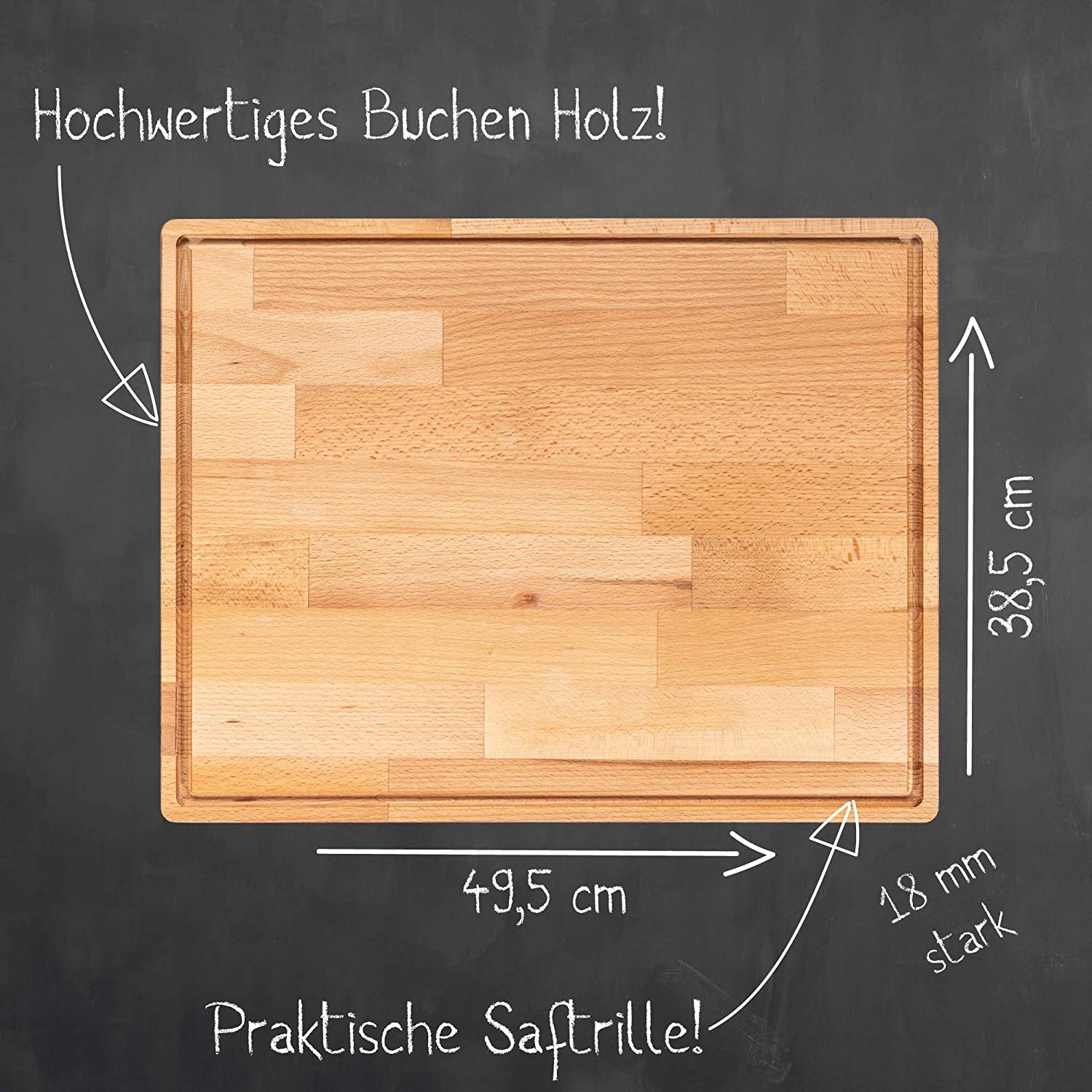Behrwerk - Schneidebrett (XL) und Küchenbrett aus Holz massiv Buche