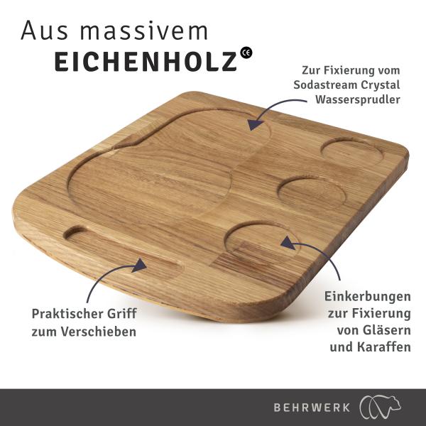 Gleitbrett & Ständer für Sodastream Crystal I Perfekter Untersetzer aus massiven Eichenholz - XXL