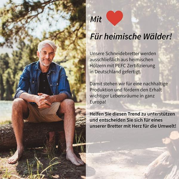 Schneidebrett (L) und Küchenbrett aus Holz massiv Buche - Perfekte Schneideunterlage für die Küche | 38,5x28,5 | Perfekt als Kochbrett, Brot Schneidbrett und Küchenbrett BL